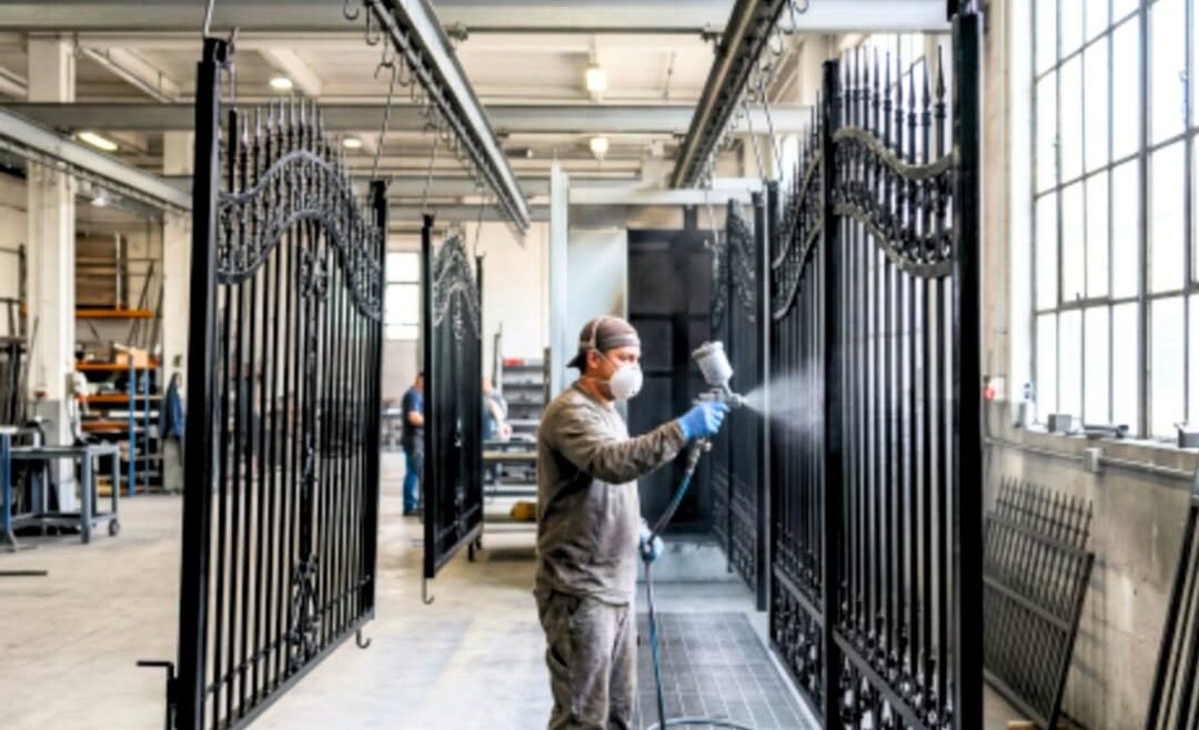 Gates, railings, shelving, frames: the metal carpentry undergoes painting in