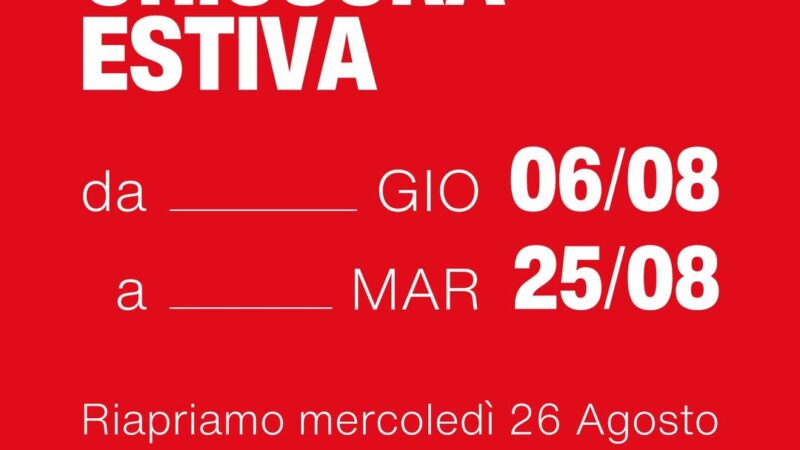 Chiusura estiva Vivcolor si ferma da giovedì 6 a mercoledì