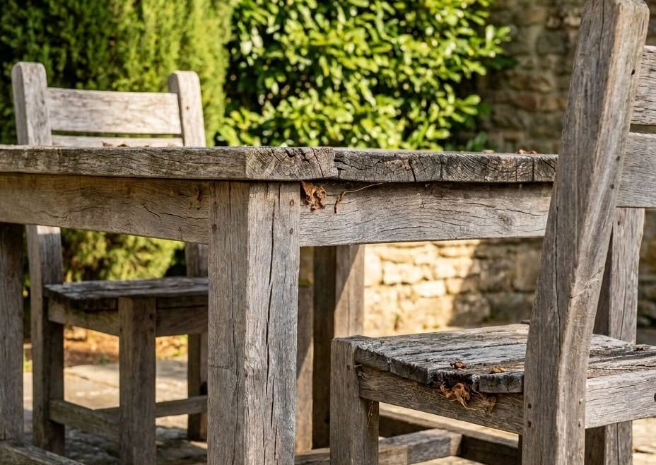Regardez la table du jardin. En juin, elle était couleur